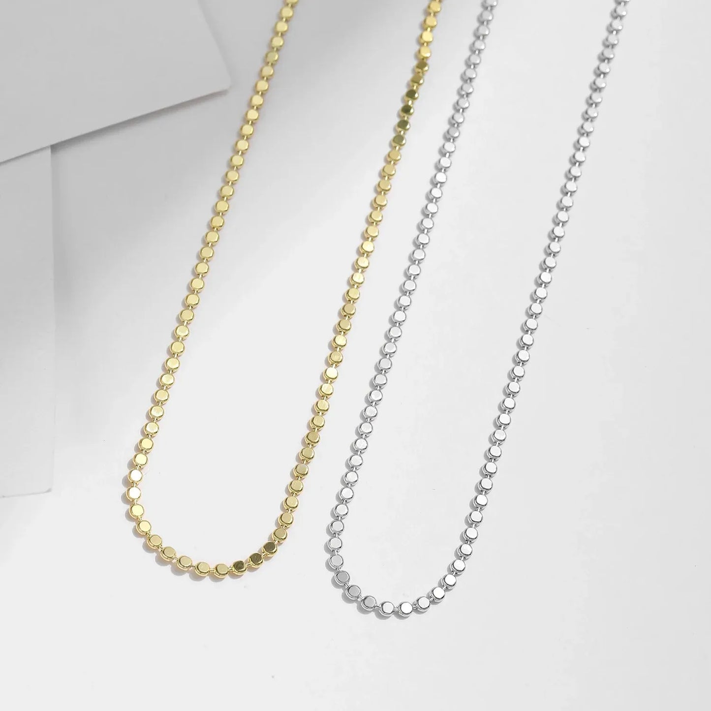 Solid 925 Sterling Silver Small Beads Trendy Choker Necklace