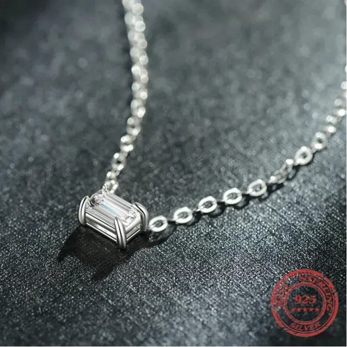 925 Sterling Silver Fashion Charm AAA Zirconia Pendant Necklace