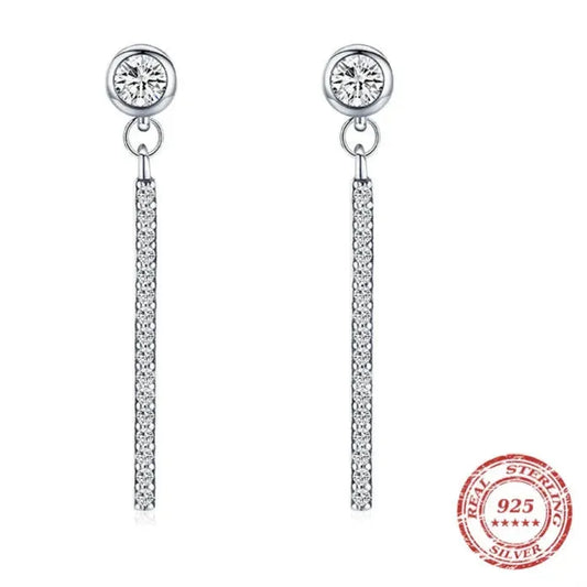 Sparkling Dangle Real 925 sterling Silver Earrings