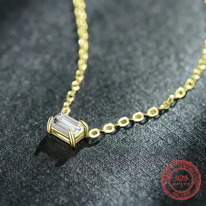 925 Sterling Silver Fashion Charm AAA Zirconia Pendant Necklace