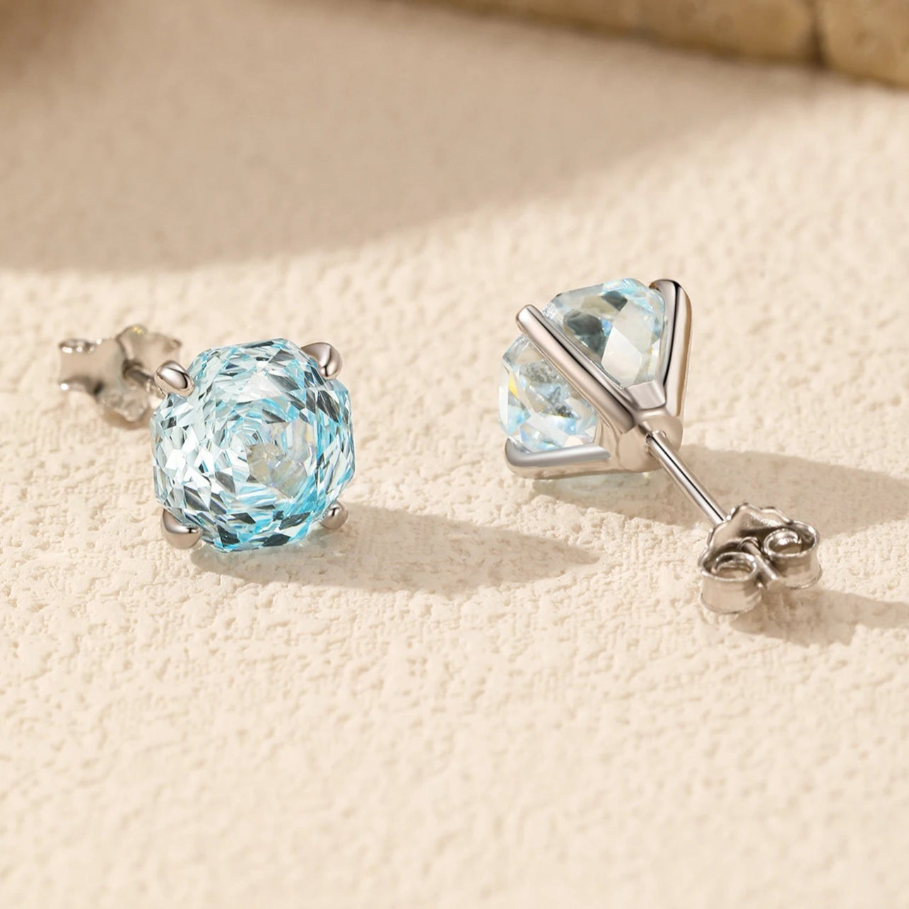 Rose Cut Aquamarine Stud Earrings