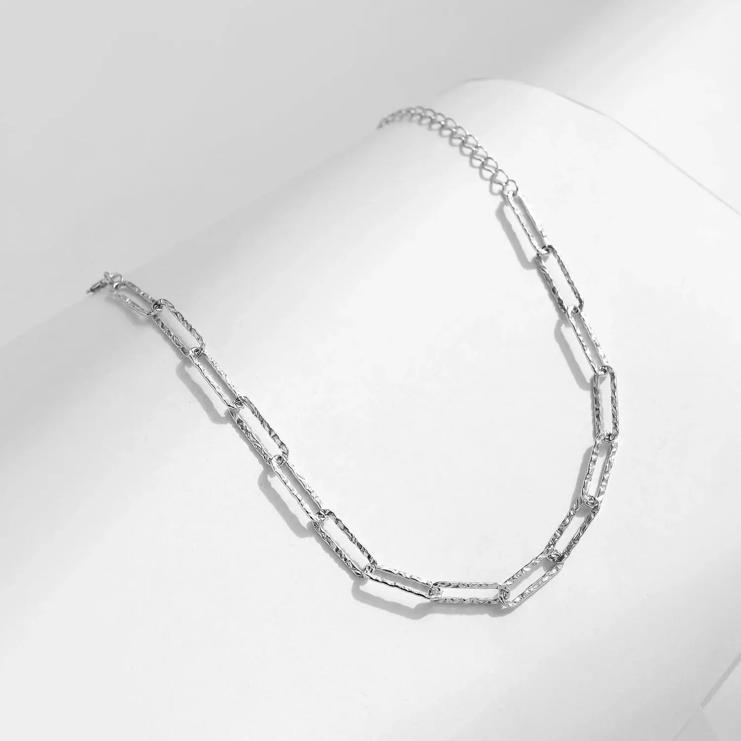 925 Sterling Silver Irregular Wavy Lock Chain Bracelet