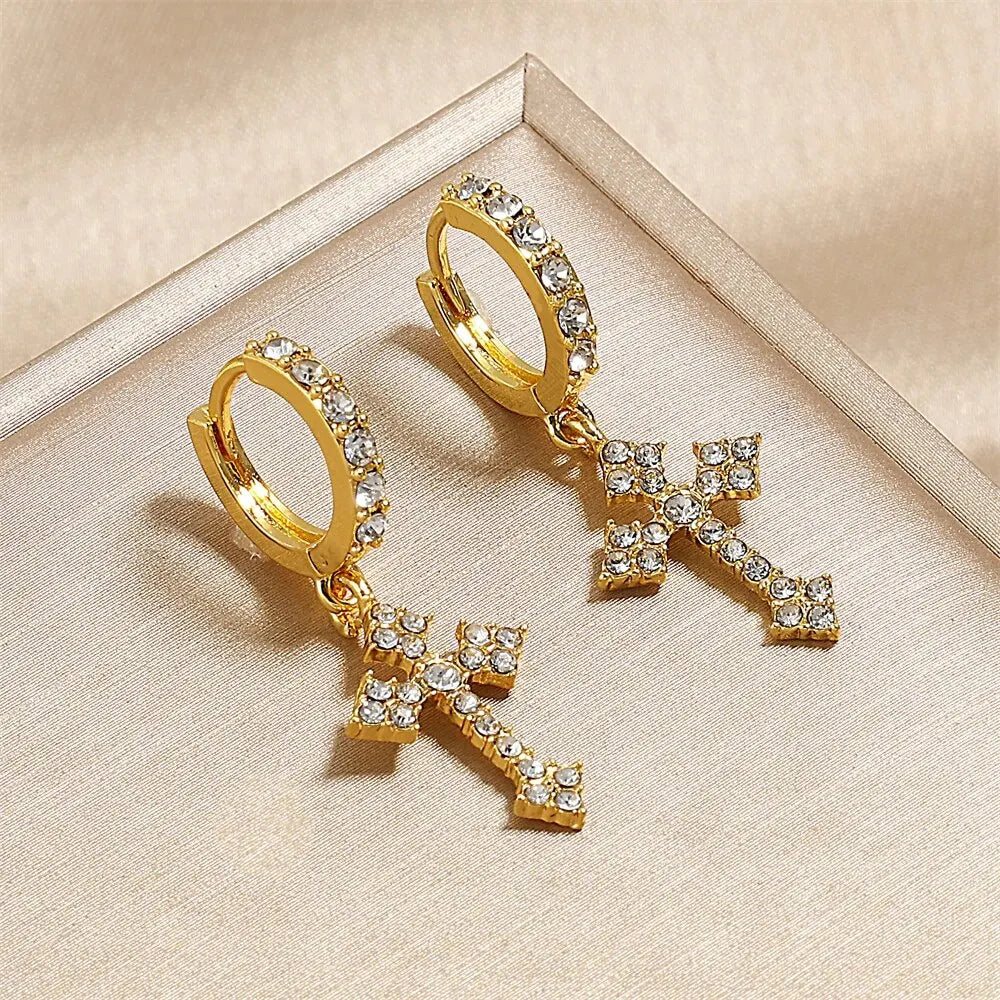 Classic Crystal Cross Earrings – Perfect for Parties & Gifts
