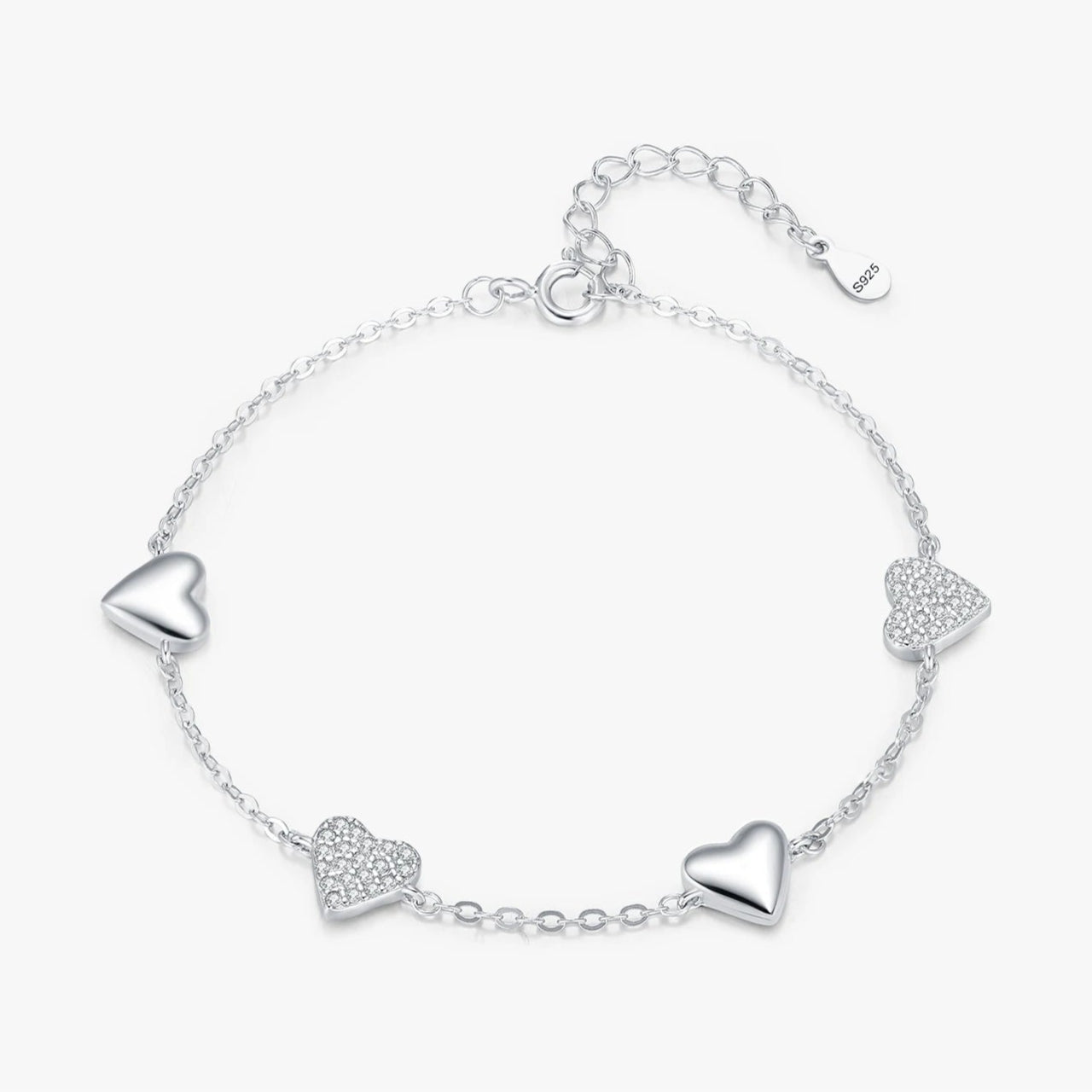 Mirror Hearts Charms Stackable Bracelet