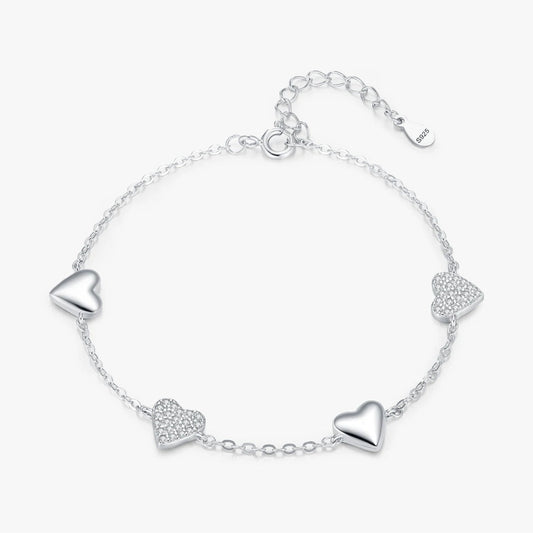 Mirror Hearts Charms Stackable Bracelet