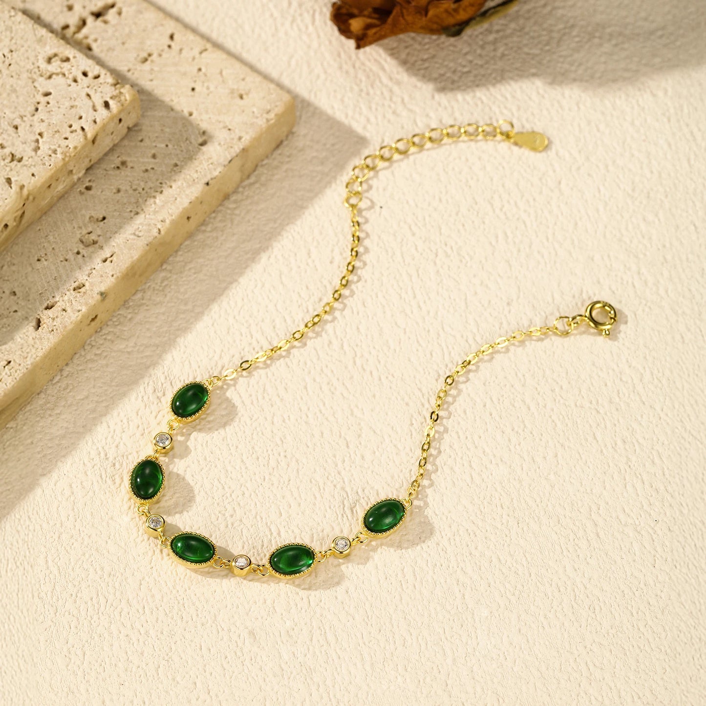 Oval Green Charm Bracelet