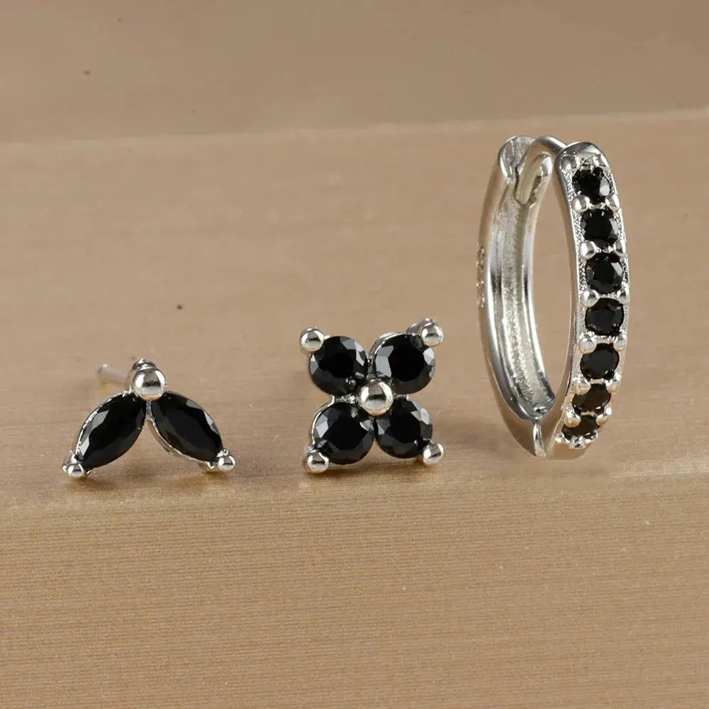 3PCS Stainless Steel Gold Color Circle Hoop Earrings Set