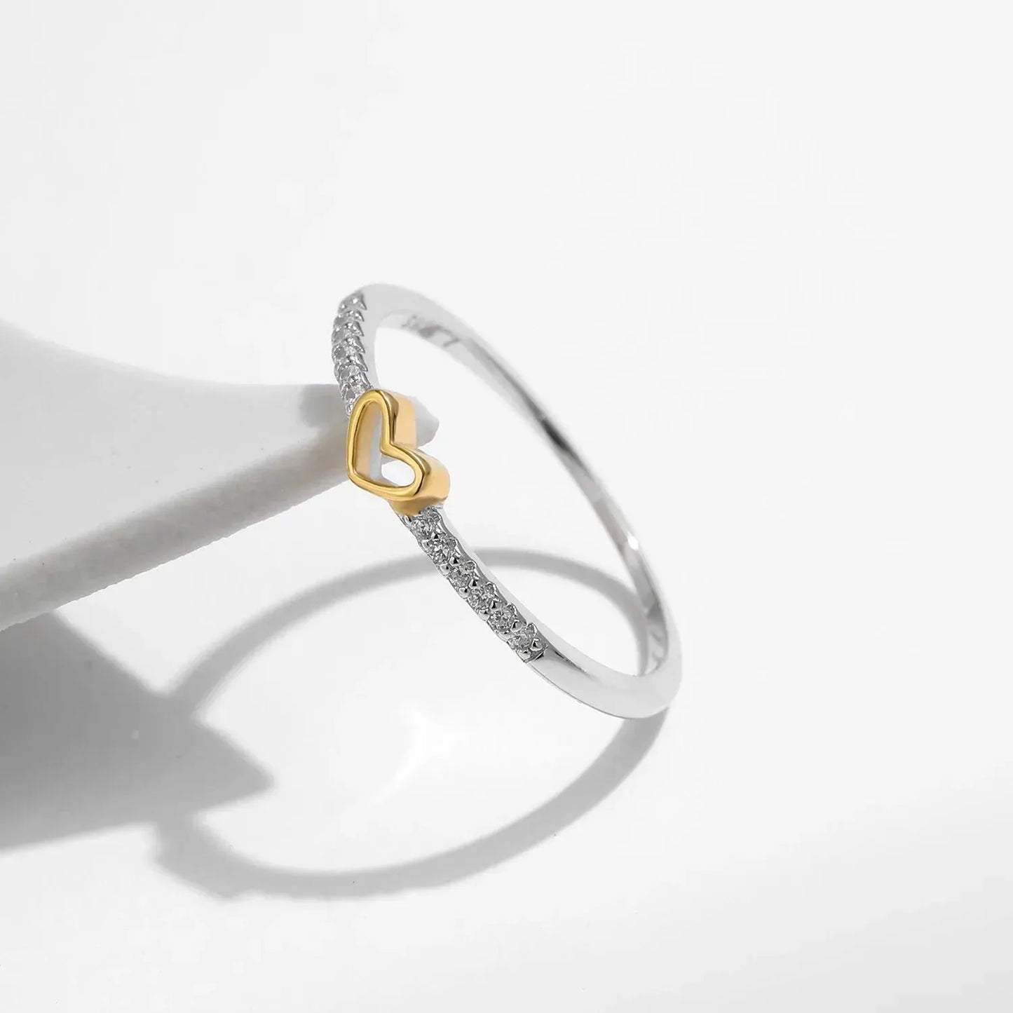 925 Sterling Silver Simple Romantic Heart Finger Ring