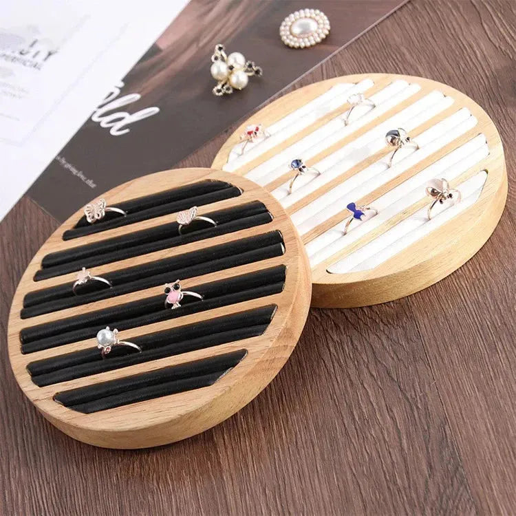 Wood Round Shape Jewelry Tray