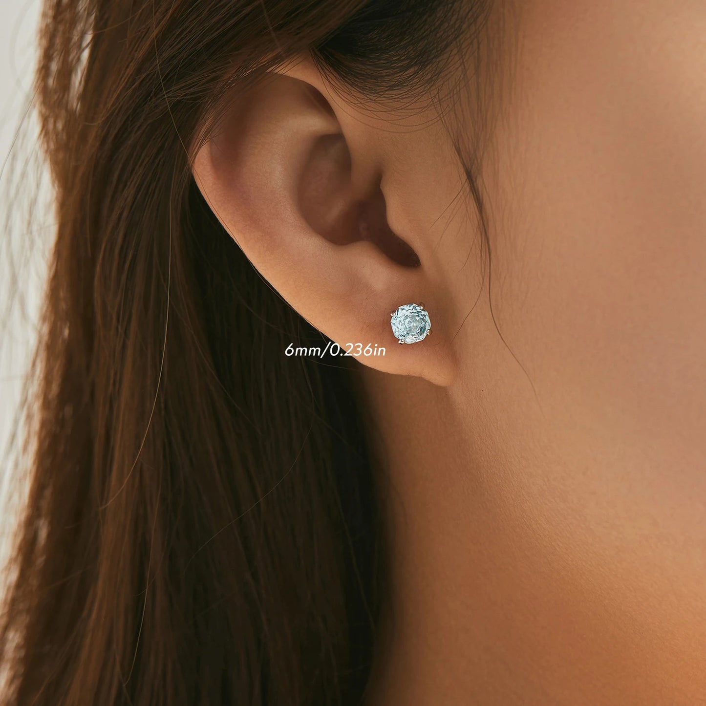 Rose Cut Aquamarine Stud Earrings