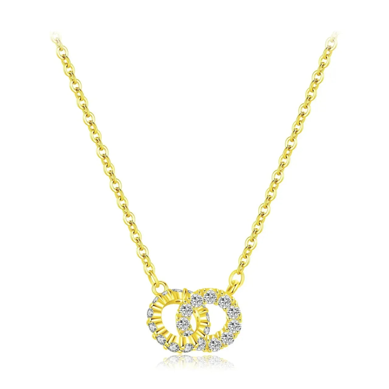 925 Sterling Silver Sparkling Circle Lock Fashion Necklace