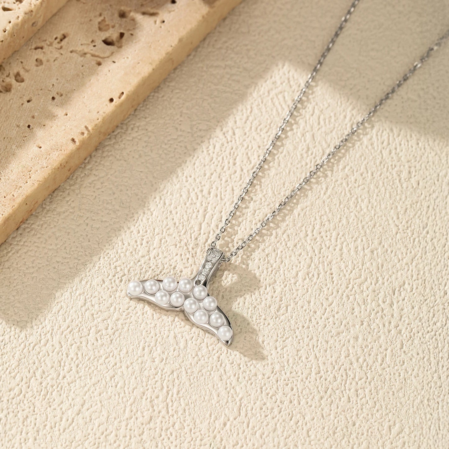 925 Sterling Silver Mermaid Tail Pendant Necklace for Women Pearl Jewelry Gifts Fashion Birthday Graduation Gift