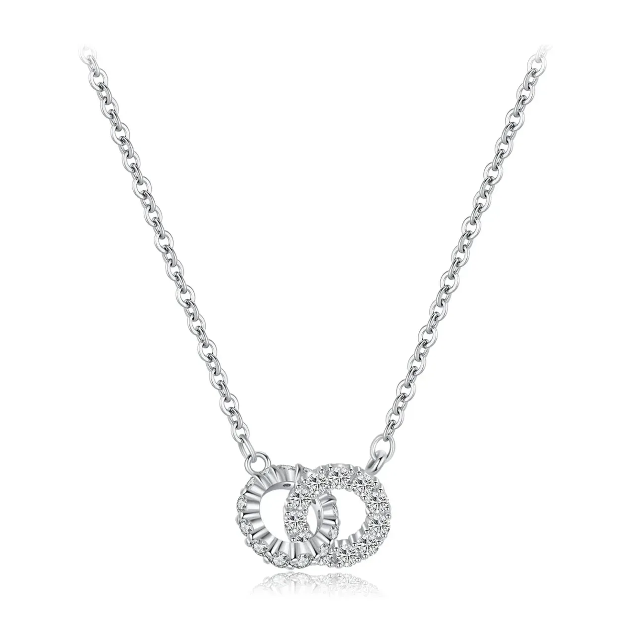 925 Sterling Silver Sparkling Circle Lock Fashion Necklace