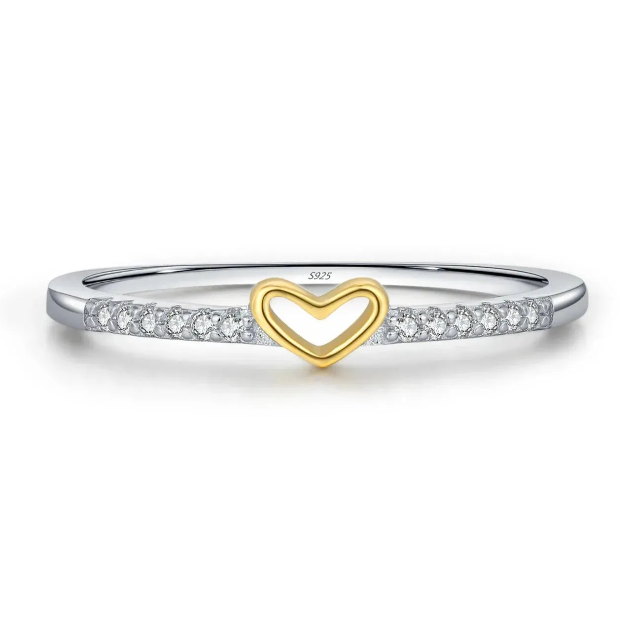 925 Sterling Silver Simple Romantic Heart Finger Ring