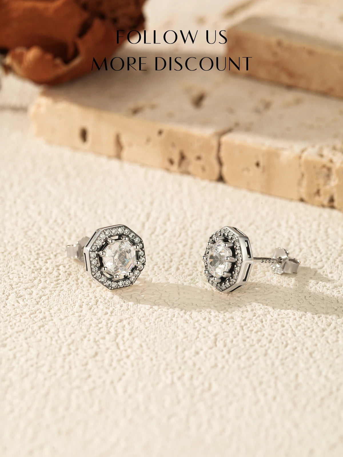 925 Sterling Silver Octagon Emerald Cut CZ Stud Earrings Vintage Daily Sparkling Ear Stud For Women Vacation Fine Jewelry