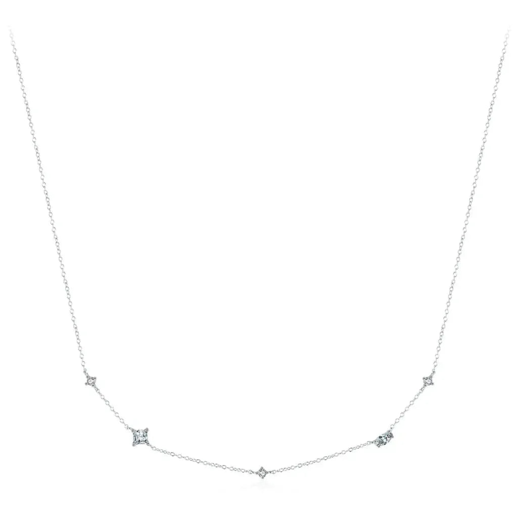 925 Sterling Silver Rainbow Colorful Zirconia Pendant Necklace