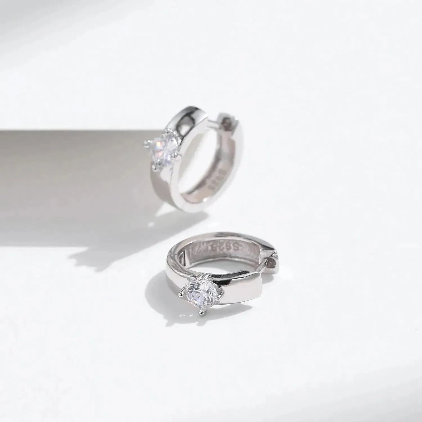 Round Moissanite Ear Buckles 925 Sterling Silver