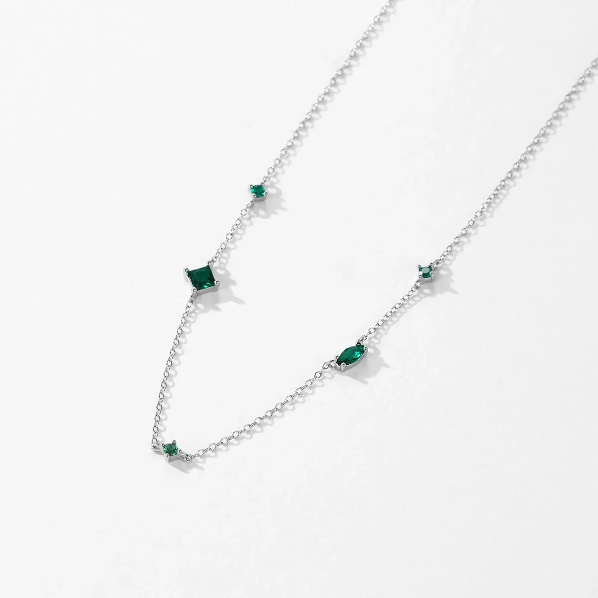 925 Sterling Silver Rainbow Colorful Zirconia Pendant Necklace