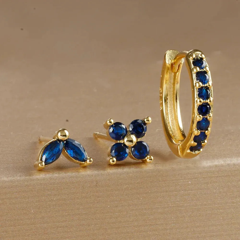 3PCS Stainless Steel Gold Color Circle Hoop Earrings Set