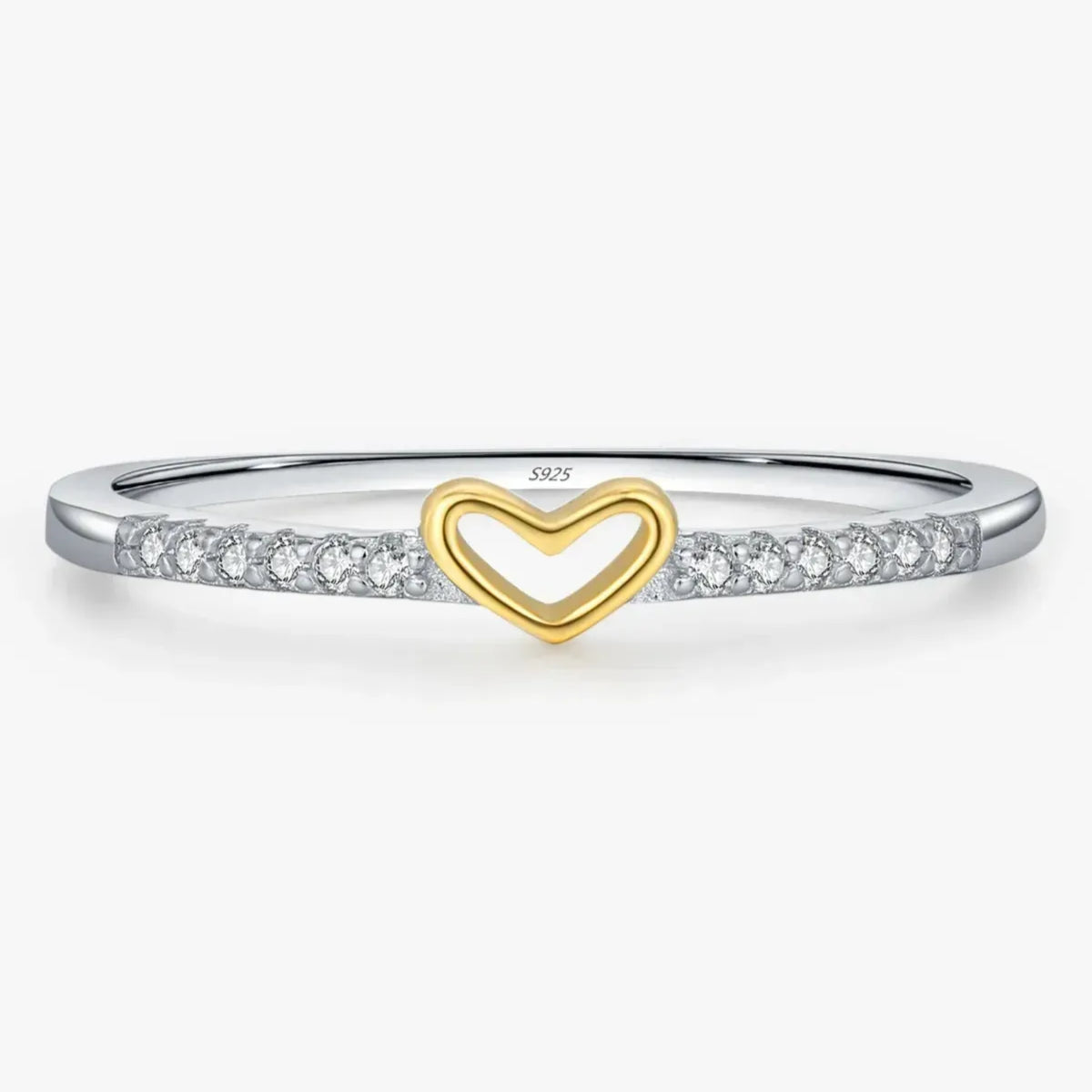 925 Sterling Silver Simple Romantic Heart Finger Ring