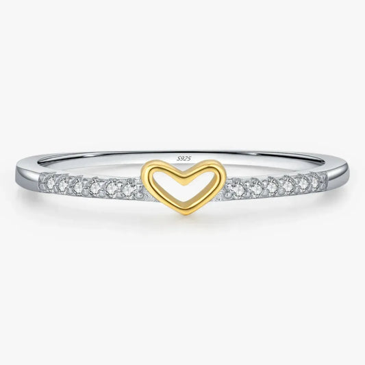 925 Sterling Silver Simple Romantic Heart Finger Ring