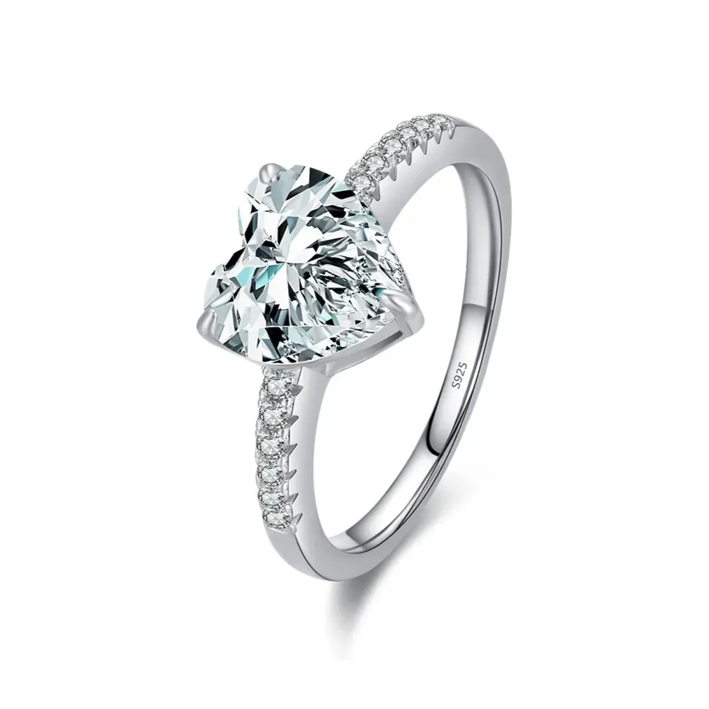 Dazzling Pink Hearts Zirconia Ring