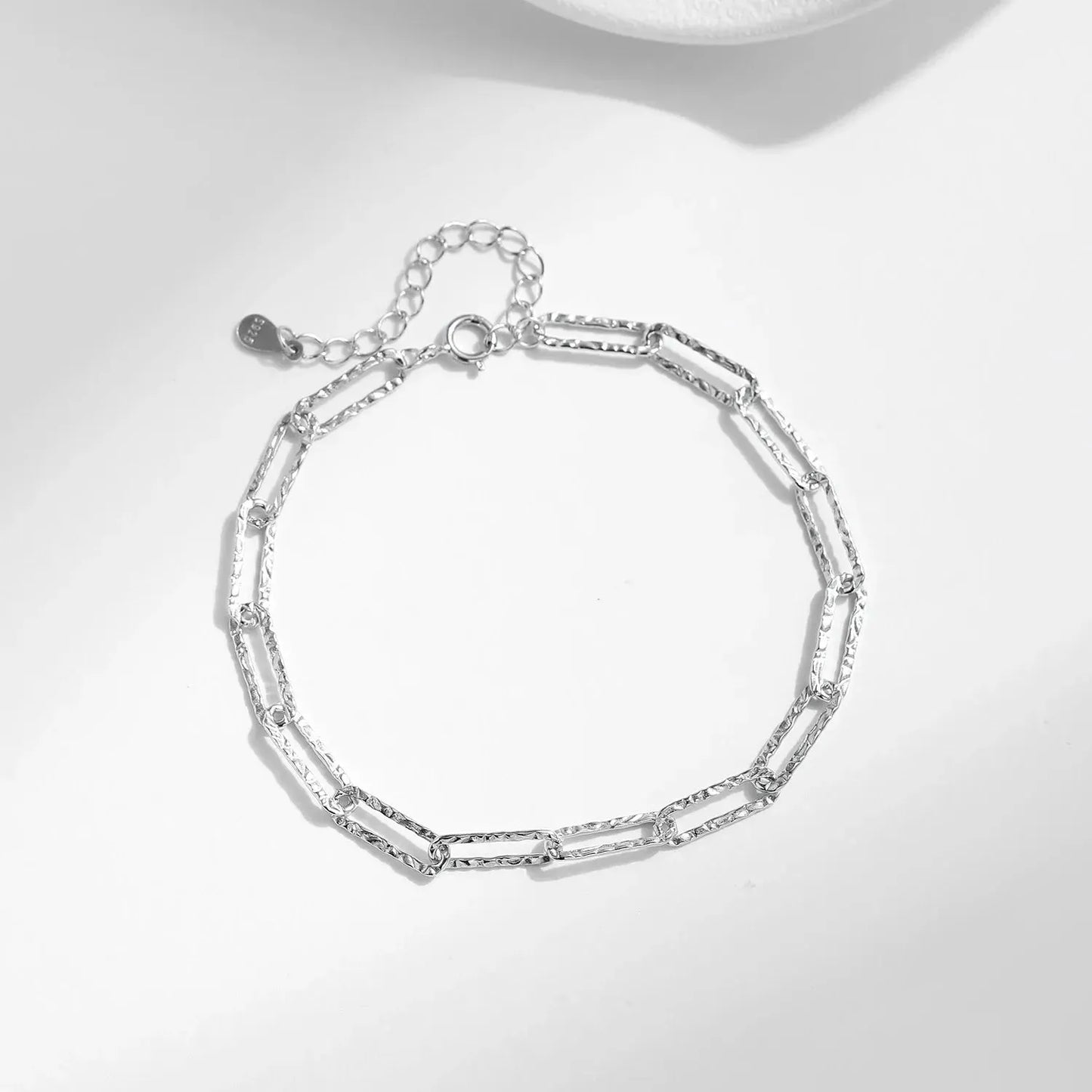 925 Sterling Silver Irregular Wavy Lock Chain Bracelet