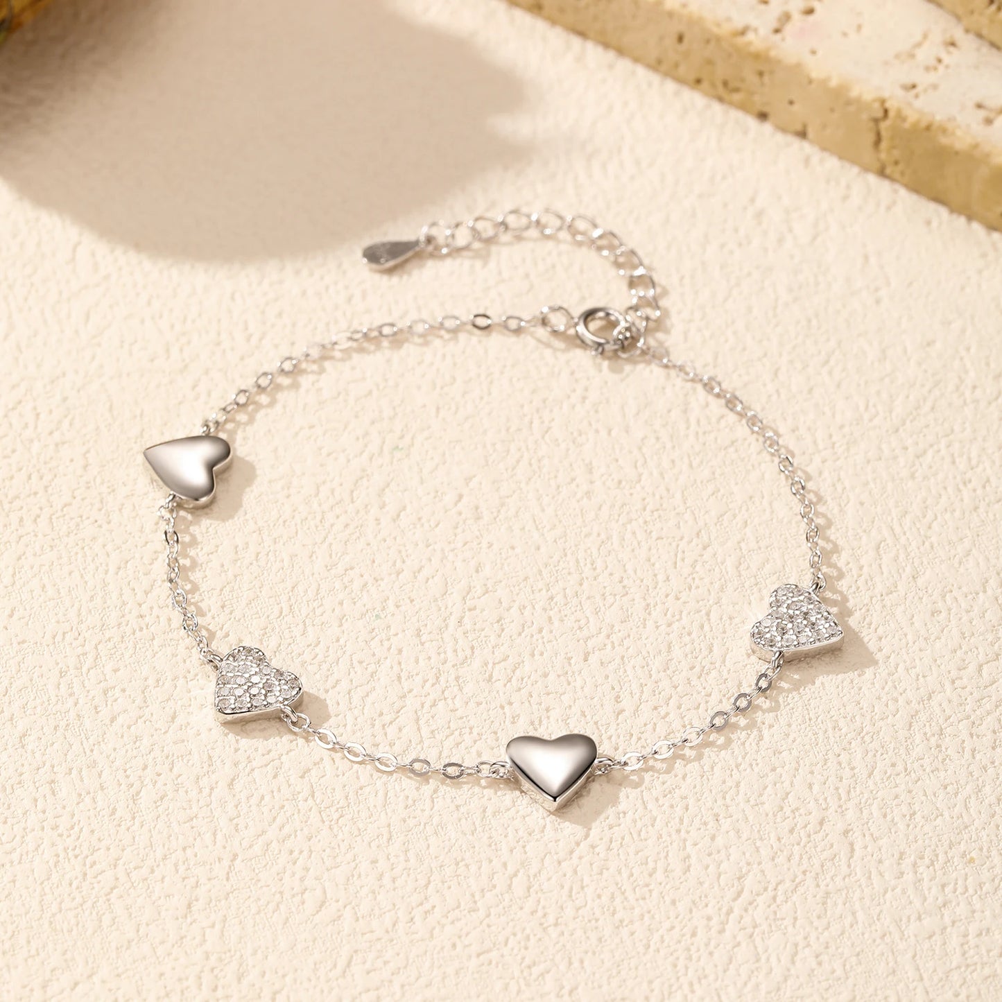 Mirror Hearts Charms Stackable Bracelet