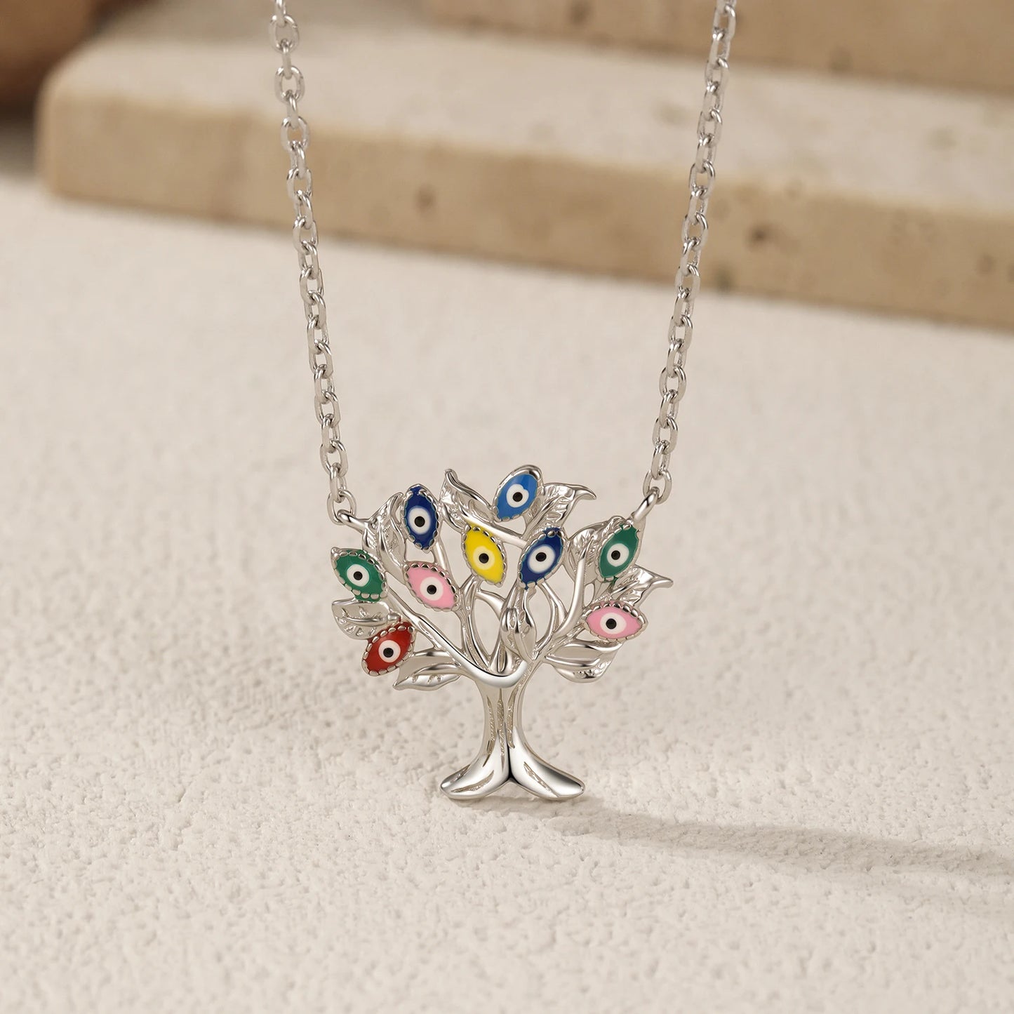 Multi Color Tree Pendant Necklaces