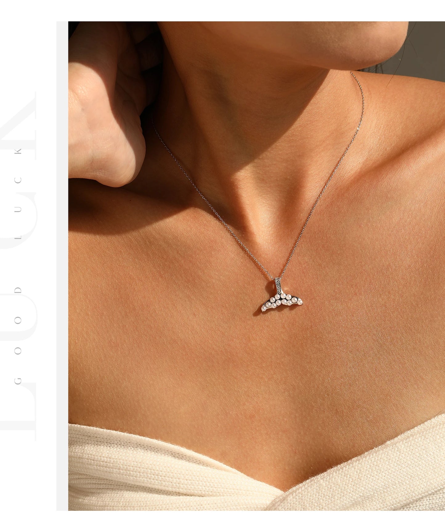 925 Sterling Silver Mermaid Tail Pendant Necklace for Women Pearl Jewelry Gifts Fashion Birthday Graduation Gift