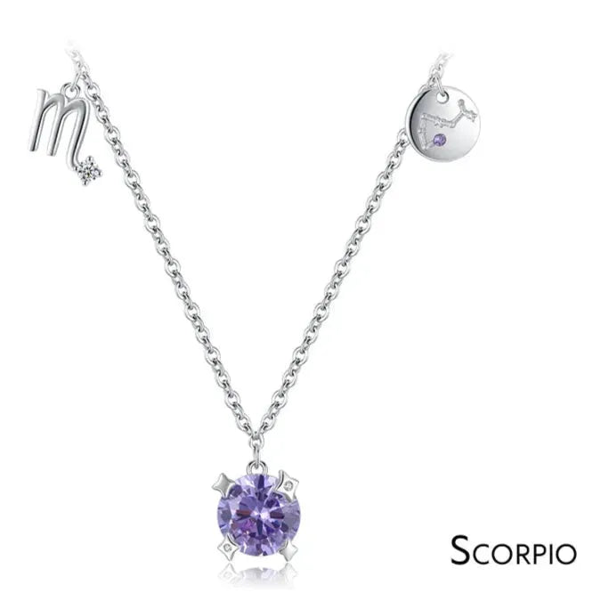 Birthstone Zodiac Sign Symbol Charm Pendant Necklace