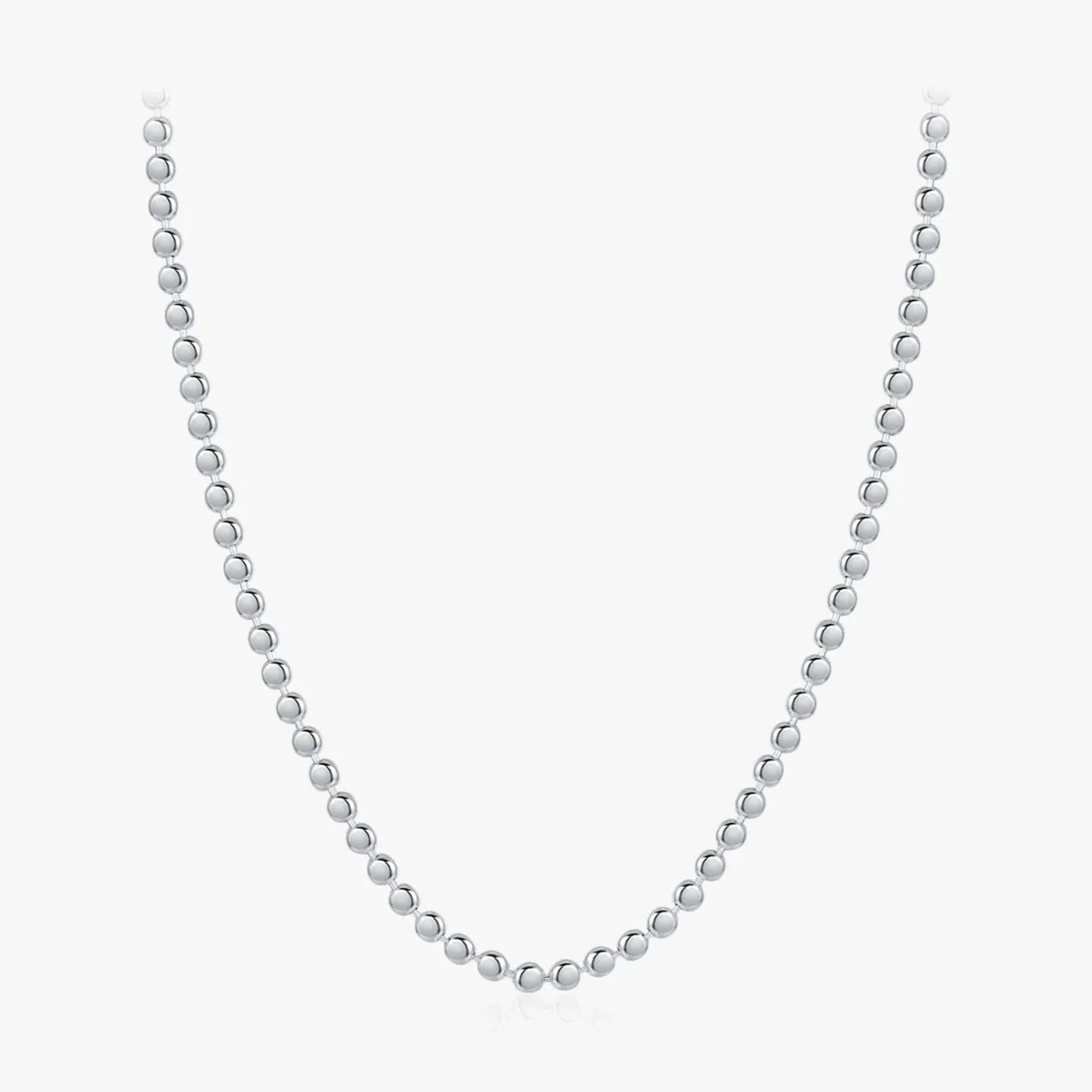 Solid 925 Sterling Silver Small Beads Trendy Choker Necklace