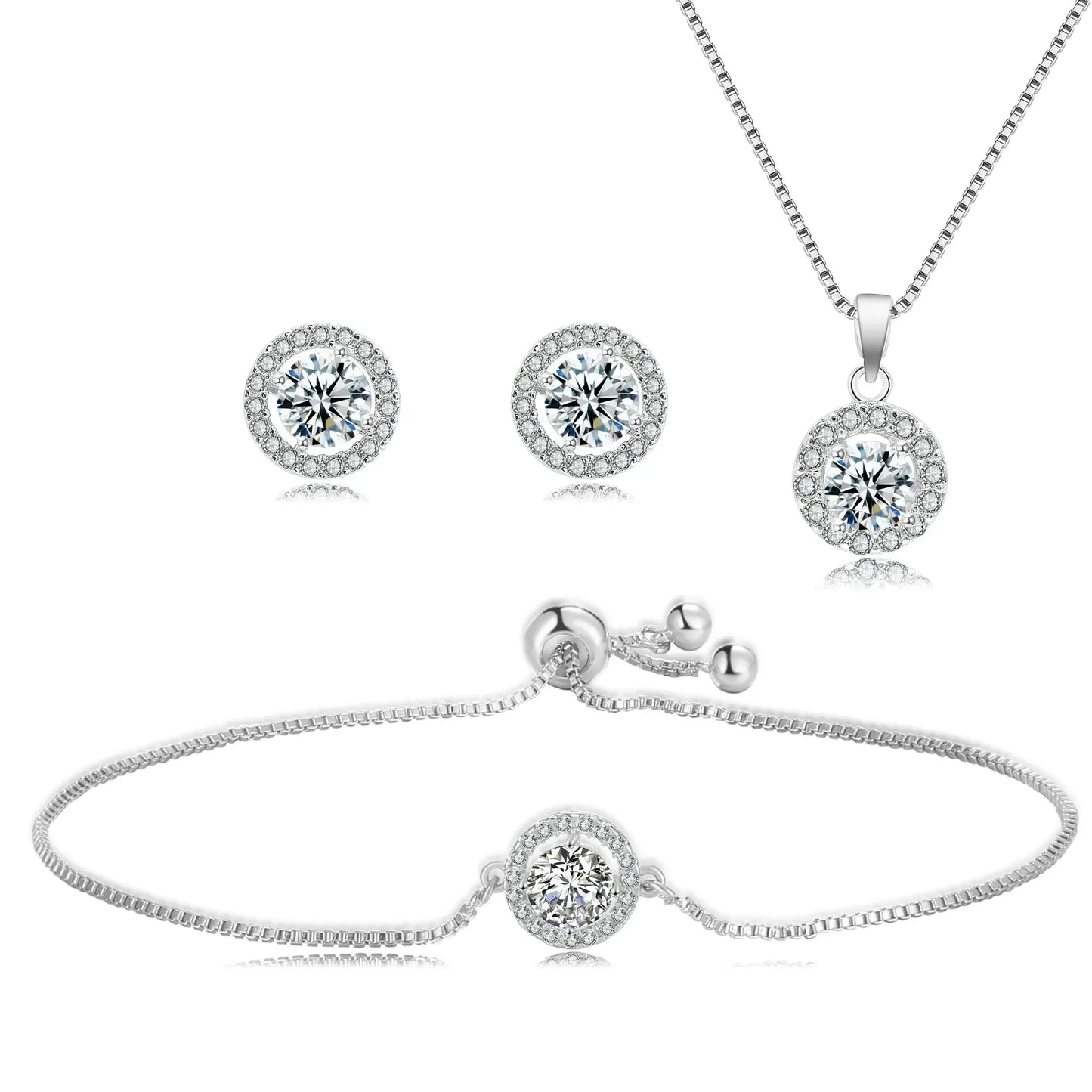 Simple Geometric Round Pendant Necklace Set