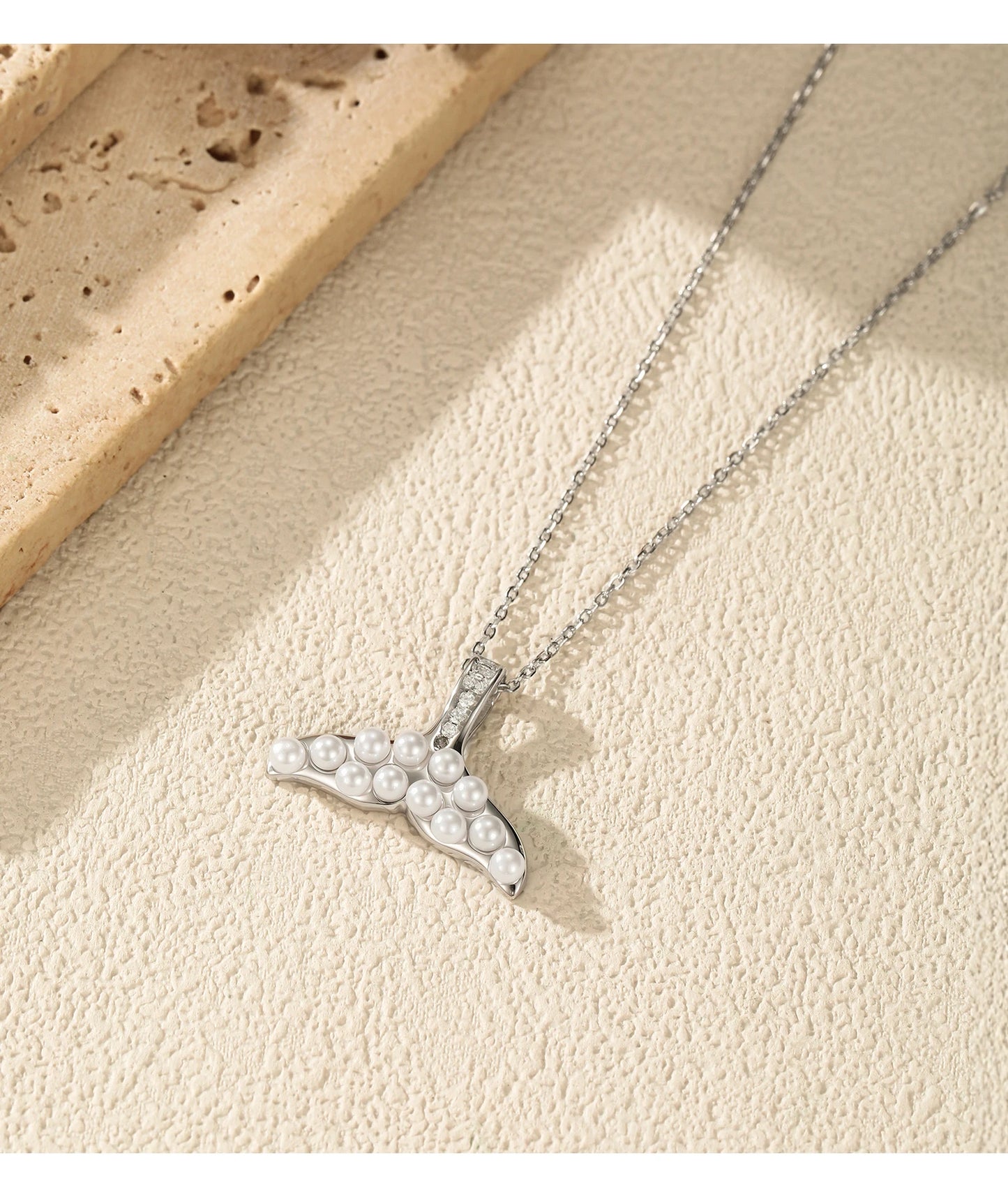 925 Sterling Silver Mermaid Tail Pendant Necklace for Women Pearl Jewelry Gifts Fashion Birthday Graduation Gift