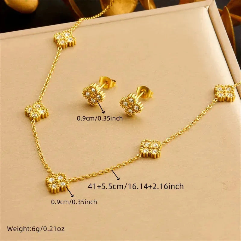 Golden Flower Necklace & Earrings