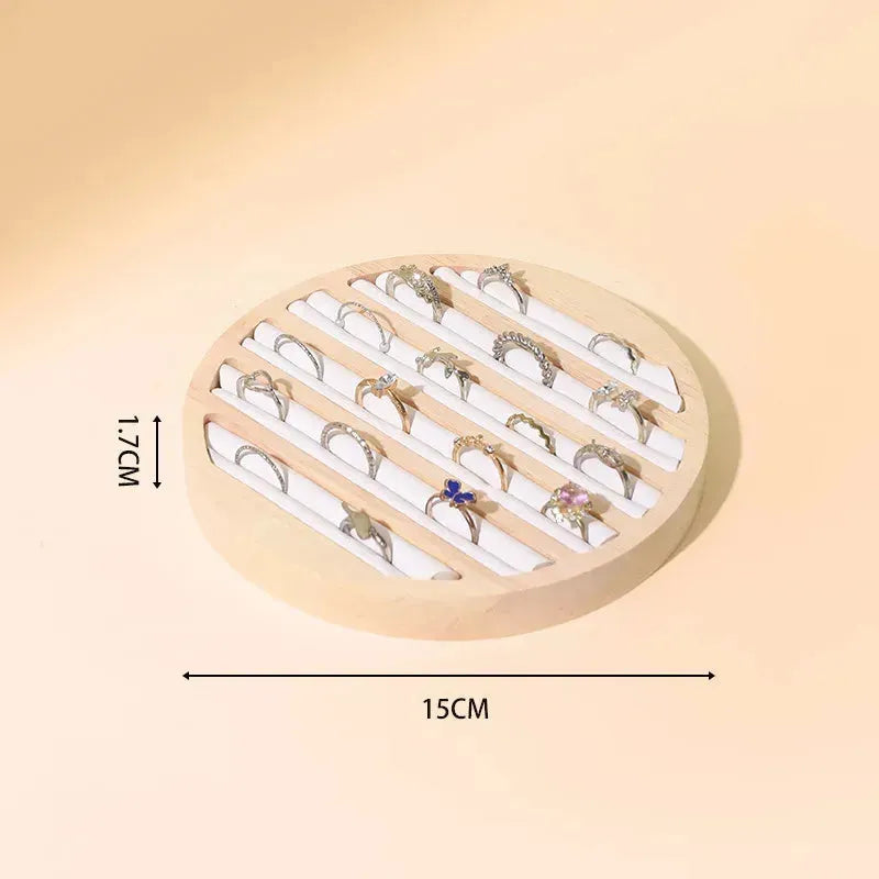 Wood Round Shape Jewelry Tray