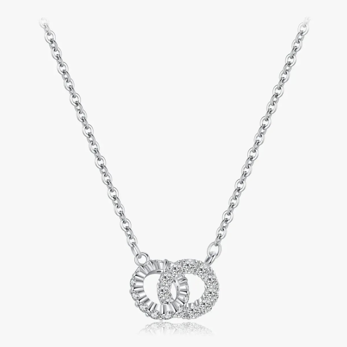 925 Sterling Silver Sparkling Circle Lock Fashion Necklace