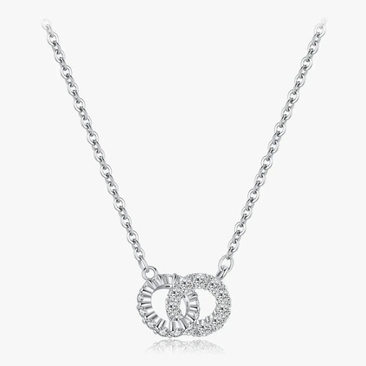 925 Sterling Silver Sparkling Circle Lock Fashion Necklace