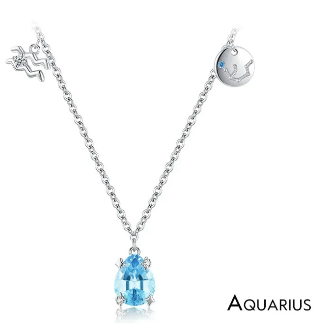 Birthstone Zodiac Sign Symbol Charm Pendant Necklace