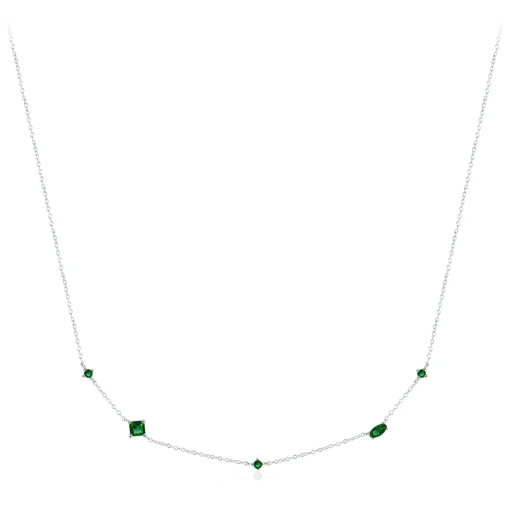 925 Sterling Silver Rainbow Colorful Zirconia Pendant Necklace