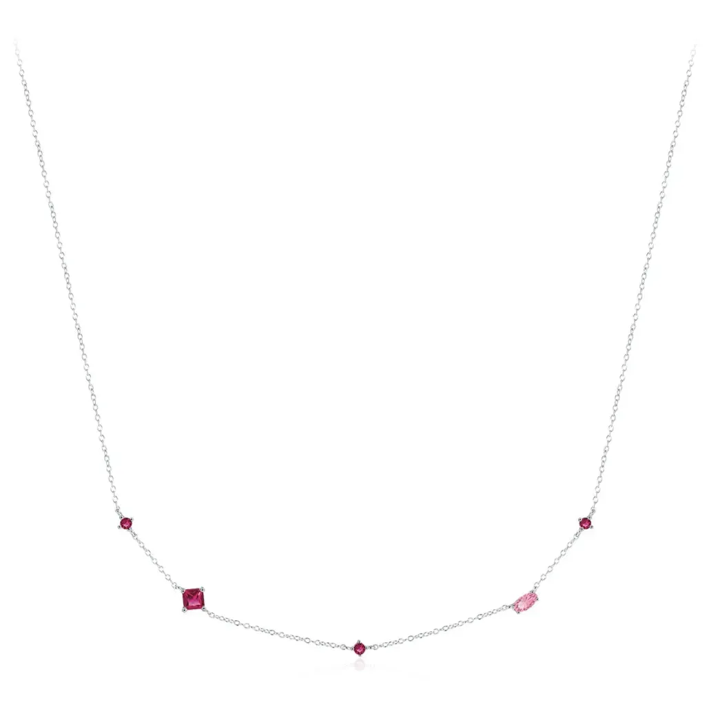 925 Sterling Silver Rainbow Colorful Zirconia Pendant Necklace