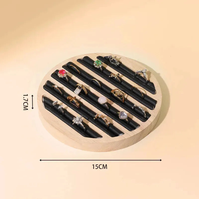 Wood Round Shape Jewelry Tray