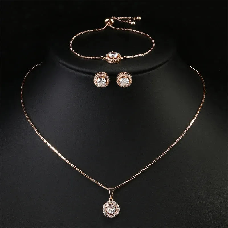 Simple Geometric Round Pendant Necklace Set