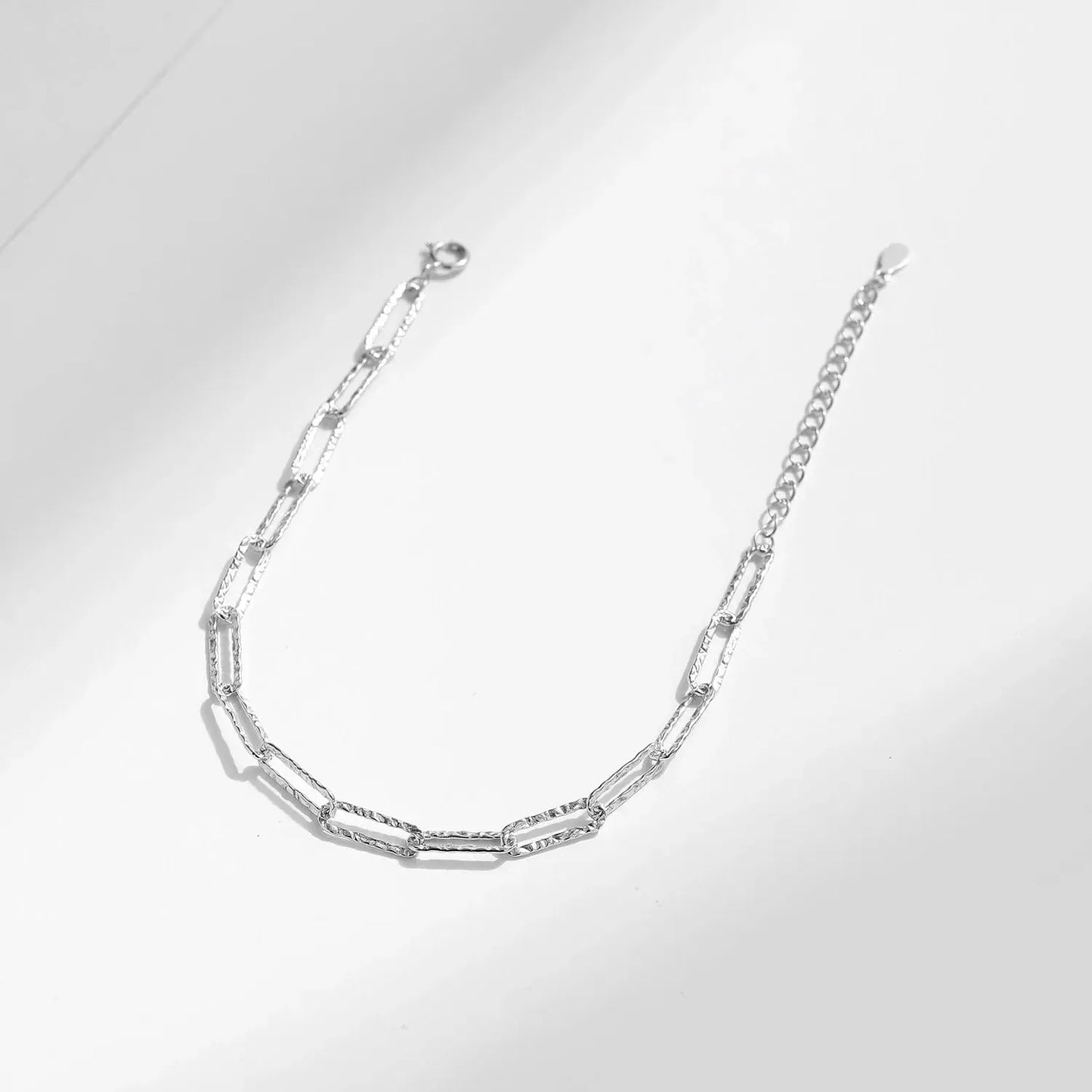 925 Sterling Silver Irregular Wavy Lock Chain Bracelet