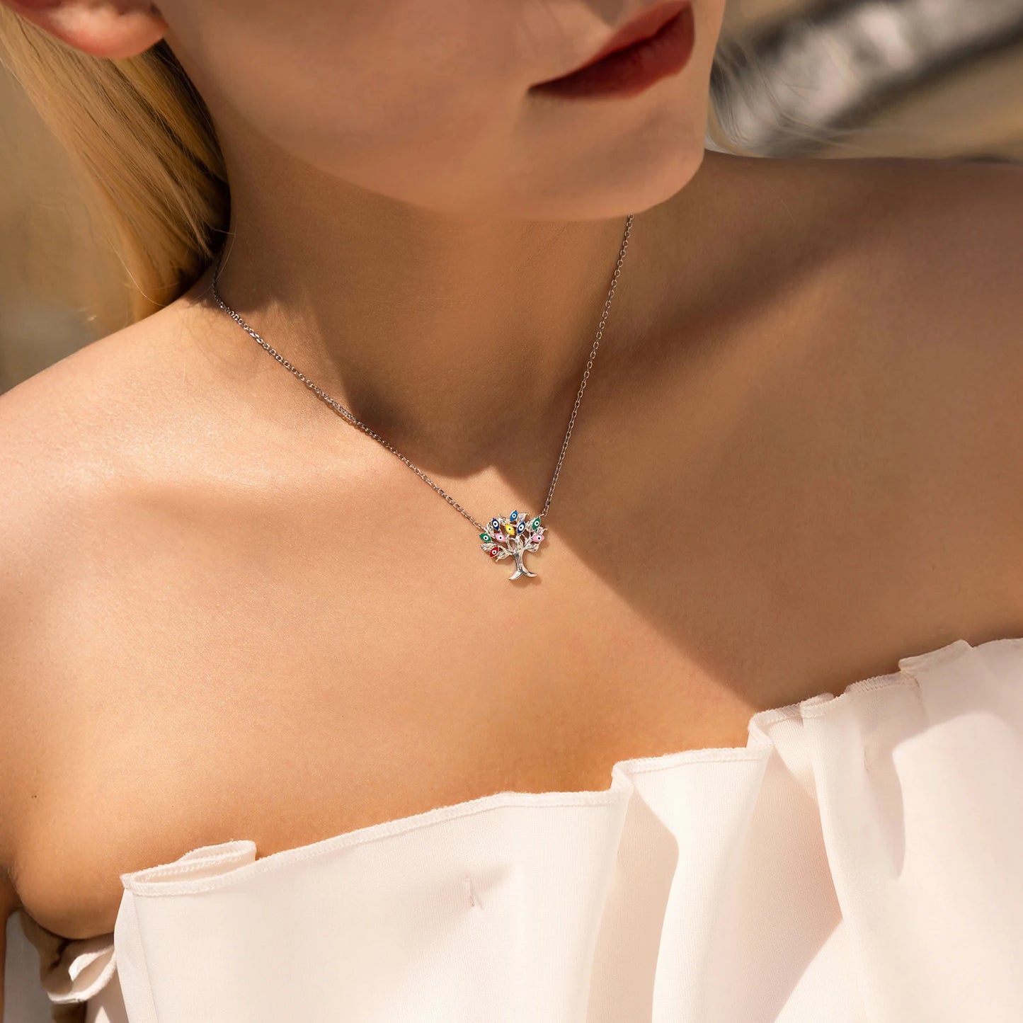 Multi Color Tree Pendant Necklaces