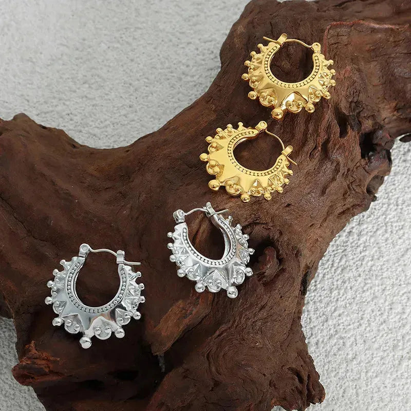 Spikes Beads Fashion Hoop Earring