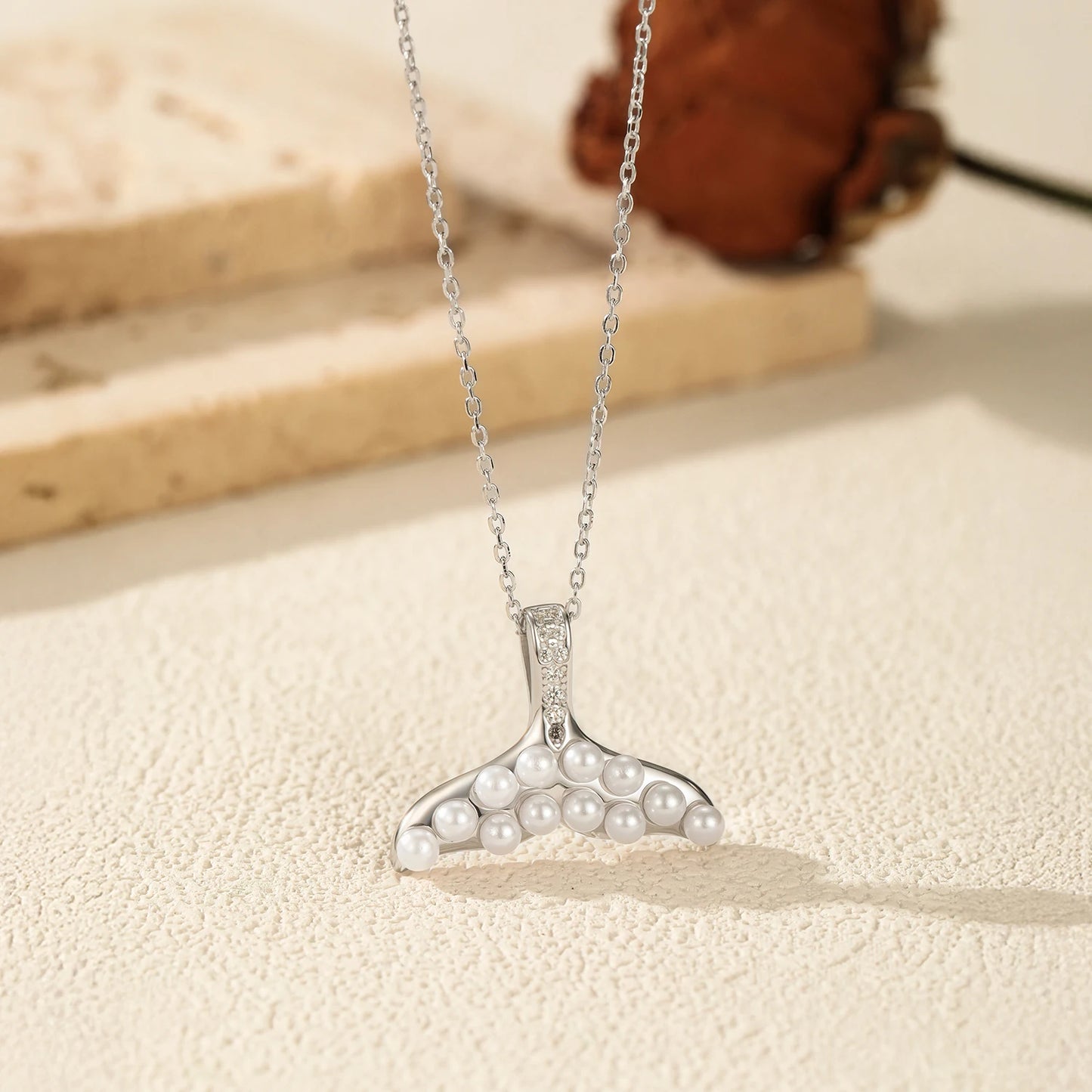 925 Sterling Silver Mermaid Tail Pendant Necklace for Women Pearl Jewelry Gifts Fashion Birthday Graduation Gift