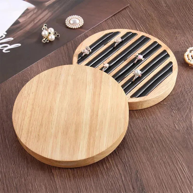 Wood Round Shape Jewelry Tray