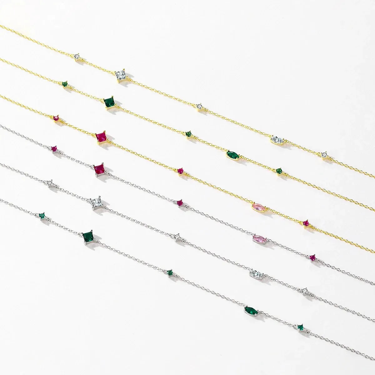 925 Sterling Silver Rainbow Colorful Zirconia Pendant Necklace