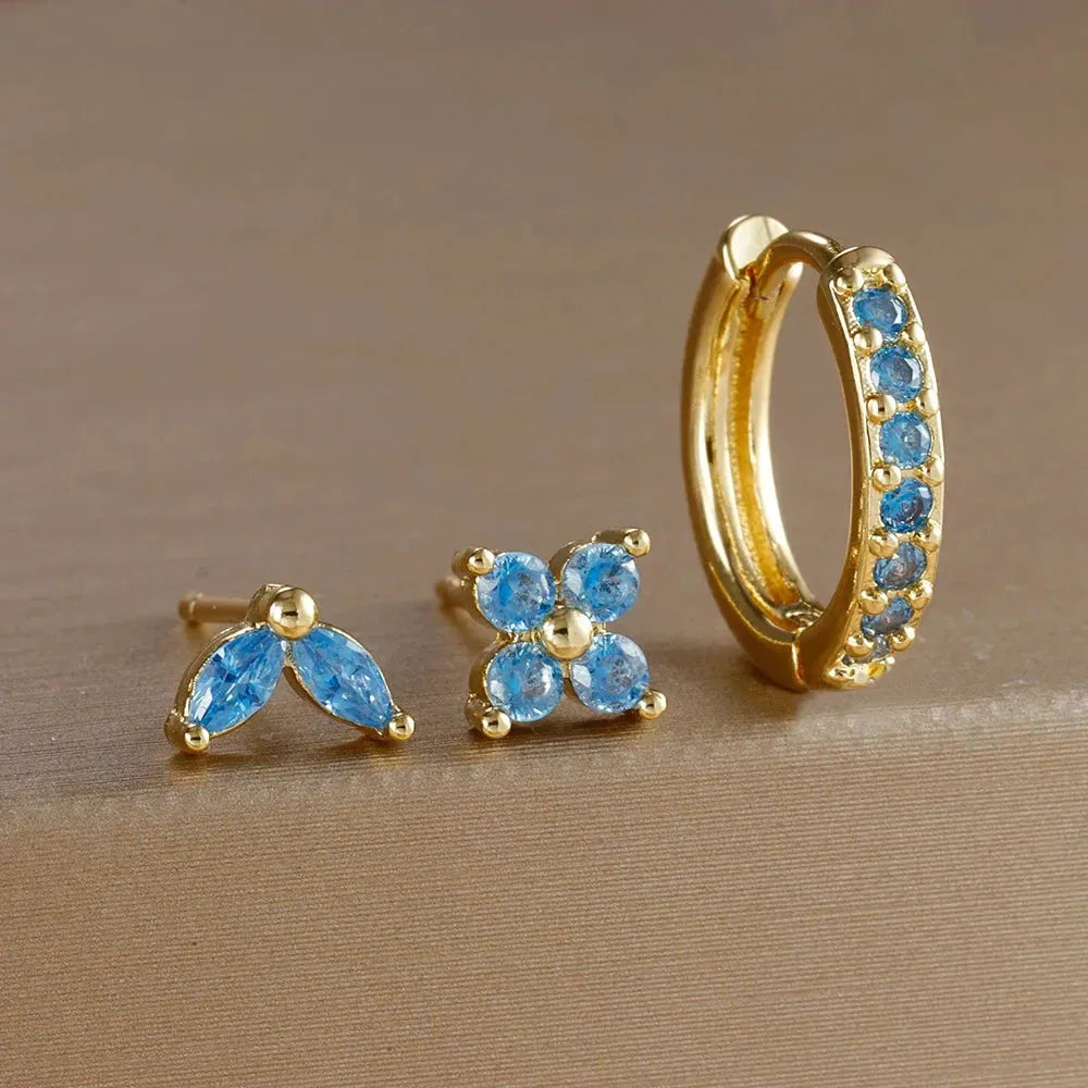 3PCS Stainless Steel Gold Color Circle Hoop Earrings Set